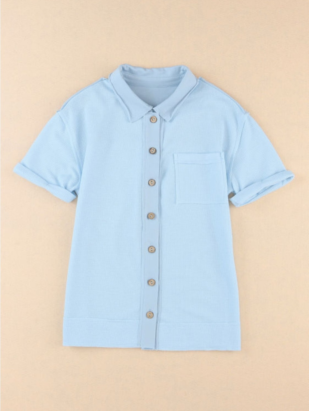 Light Blue Short-Sleeve Button-Up Shirt/medium/NWOT